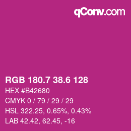 カラーコード: RGB 180.7 38.6 128 | qconv.com