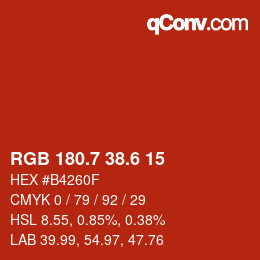 カラーコード: RGB 180.7 38.6 15 | qconv.com