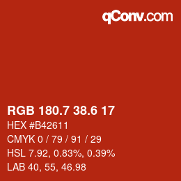カラーコード: RGB 180.7 38.6 17 | qconv.com