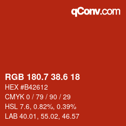 カラーコード: RGB 180.7 38.6 18 | qconv.com