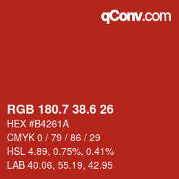 カラーコード: RGB 180.7 38.6 26 | qconv.com