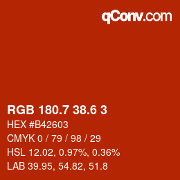 カラーコード: RGB 180.7 38.6 3 | qconv.com