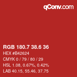 カラーコード: RGB 180.7 38.6 36 | qconv.com