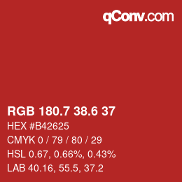 カラーコード: RGB 180.7 38.6 37 | qconv.com