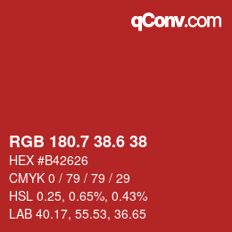 カラーコード: RGB 180.7 38.6 38 | qconv.com