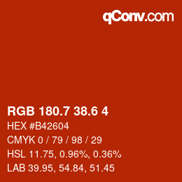 カラーコード: RGB 180.7 38.6 4 | qconv.com