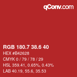カラーコード: RGB 180.7 38.6 40 | qconv.com