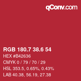 カラーコード: RGB 180.7 38.6 54 | qconv.com