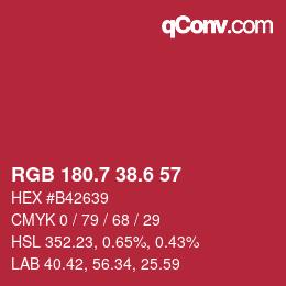 カラーコード: RGB 180.7 38.6 57 | qconv.com