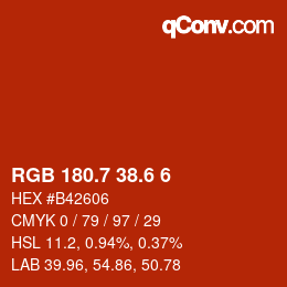 カラーコード: RGB 180.7 38.6 6 | qconv.com