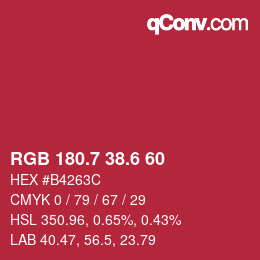 カラーコード: RGB 180.7 38.6 60 | qconv.com