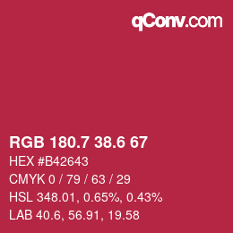 カラーコード: RGB 180.7 38.6 67 | qconv.com