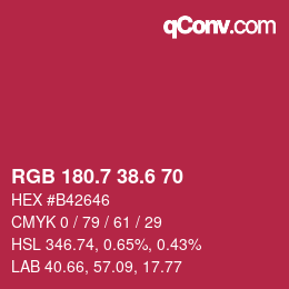 カラーコード: RGB 180.7 38.6 70 | qconv.com