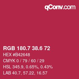 カラーコード: RGB 180.7 38.6 72 | qconv.com
