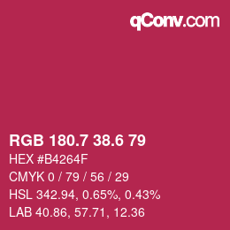 カラーコード: RGB 180.7 38.6 79 | qconv.com