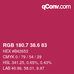 カラーコード: RGB 180.7 38.6 83 | qconv.com