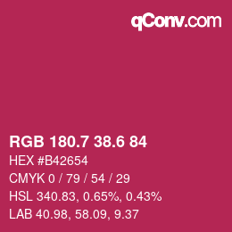カラーコード: RGB 180.7 38.6 84 | qconv.com