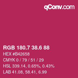 カラーコード: RGB 180.7 38.6 88 | qconv.com