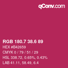 カラーコード: RGB 180.7 38.6 89 | qconv.com