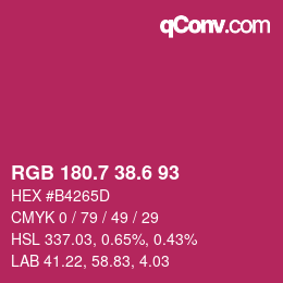 カラーコード: RGB 180.7 38.6 93 | qconv.com
