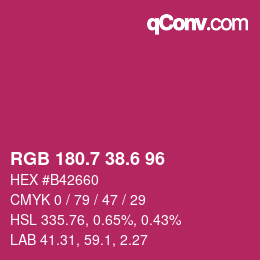 カラーコード: RGB 180.7 38.6 96 | qconv.com