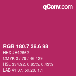 カラーコード: RGB 180.7 38.6 98 | qconv.com