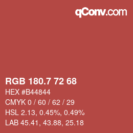 カラーコード: RGB 180.7 72 68 | qconv.com
