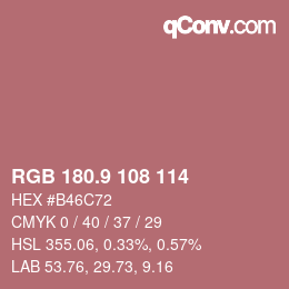 Color code: RGB 180.9 108 114 | qconv.com