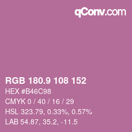 カラーコード: RGB 180.9 108 152 | qconv.com