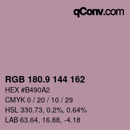 Color code: RGB 180.9 144 162 | qconv.com