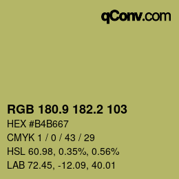 Color code: RGB 180.9 182.2 103 | qconv.com
