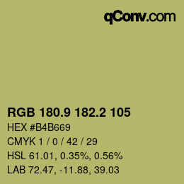 カラーコード: RGB 180.9 182.2 105 | qconv.com