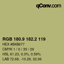 カラーコード: RGB 180.9 182.2 119 | qconv.com