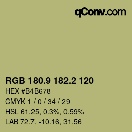Color code: RGB 180.9 182.2 120 | qconv.com