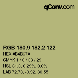 Color code: RGB 180.9 182.2 122 | qconv.com
