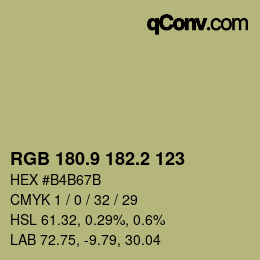 Color code: RGB 180.9 182.2 123 | qconv.com