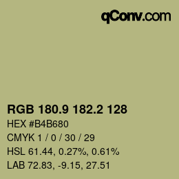 Color code: RGB 180.9 182.2 128 | qconv.com