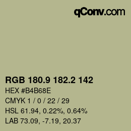Color code: RGB 180.9 182.2 142 | qconv.com