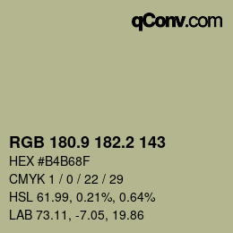 カラーコード: RGB 180.9 182.2 143 | qconv.com