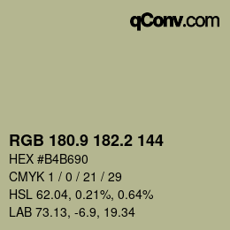 Color code: RGB 180.9 182.2 144 | qconv.com