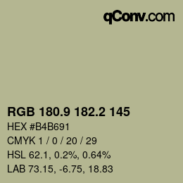 カラーコード: RGB 180.9 182.2 145 | qconv.com