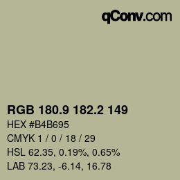 Farbcode: RGB 180.9 182.2 149 | qconv.com