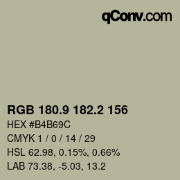 Color code: RGB 180.9 182.2 156 | qconv.com