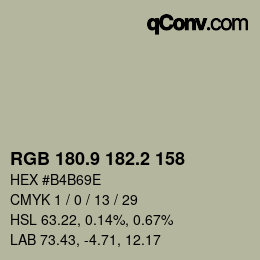 Color code: RGB 180.9 182.2 158 | qconv.com