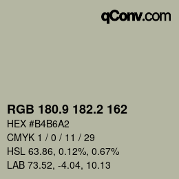 Color code: RGB 180.9 182.2 162 | qconv.com