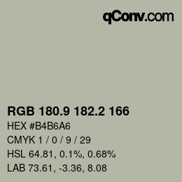 Color code: RGB 180.9 182.2 166 | qconv.com