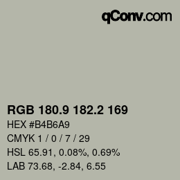Color code: RGB 180.9 182.2 169 | qconv.com