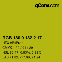 カラーコード: RGB 180.9 182.2 17 | qconv.com