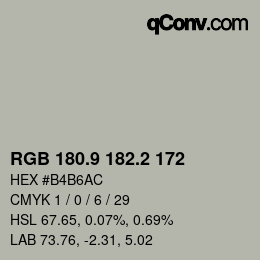 カラーコード: RGB 180.9 182.2 172 | qconv.com