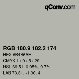 Color code: RGB 180.9 182.2 174 | qconv.com